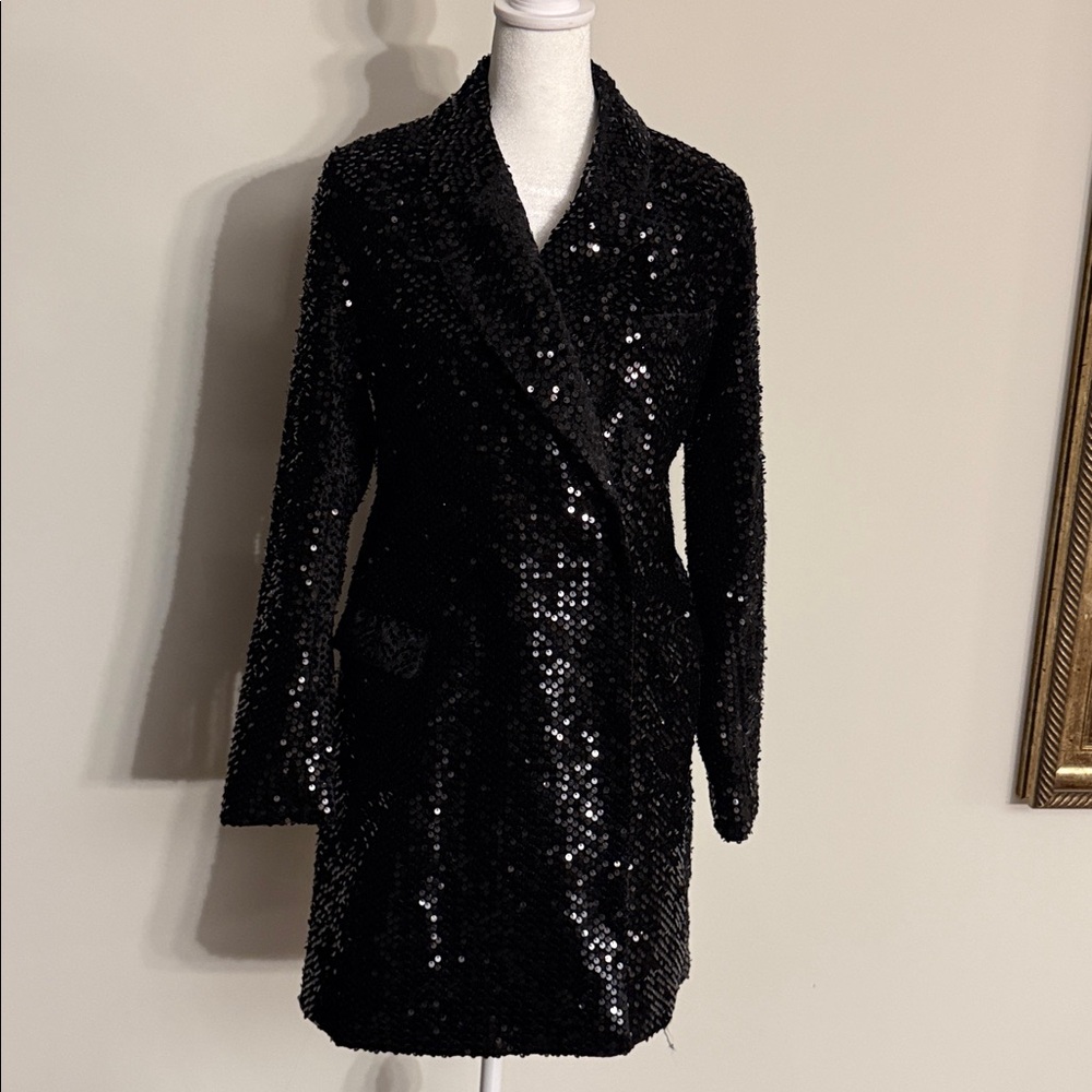 Nine West Black Sequin Blazer Dress